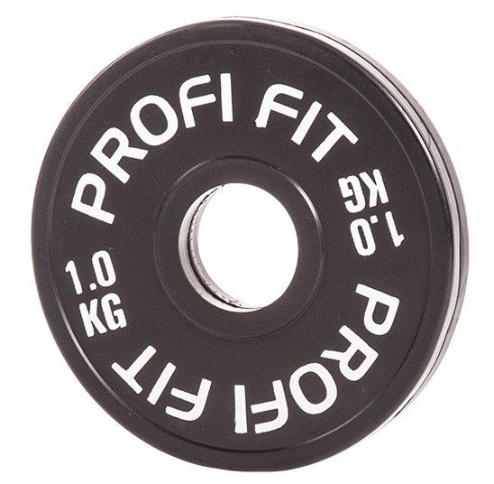 Диск для штанги каучуковый, черный D51 мм PROFI-FIT 1 кг