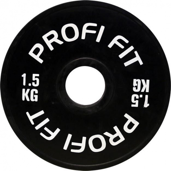 Диск для штанги каучуковый, черный D51 мм PROFI-FIT 1,5 кг