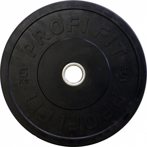 Диск для штанги каучуковый, черный D51 мм PROFI-FIT 5 кг