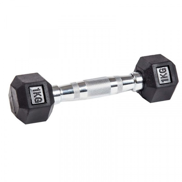 Гантель гексагональная обрезиненная PROF FIT  1 кг